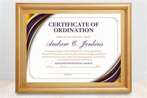 bishop ordination certificate